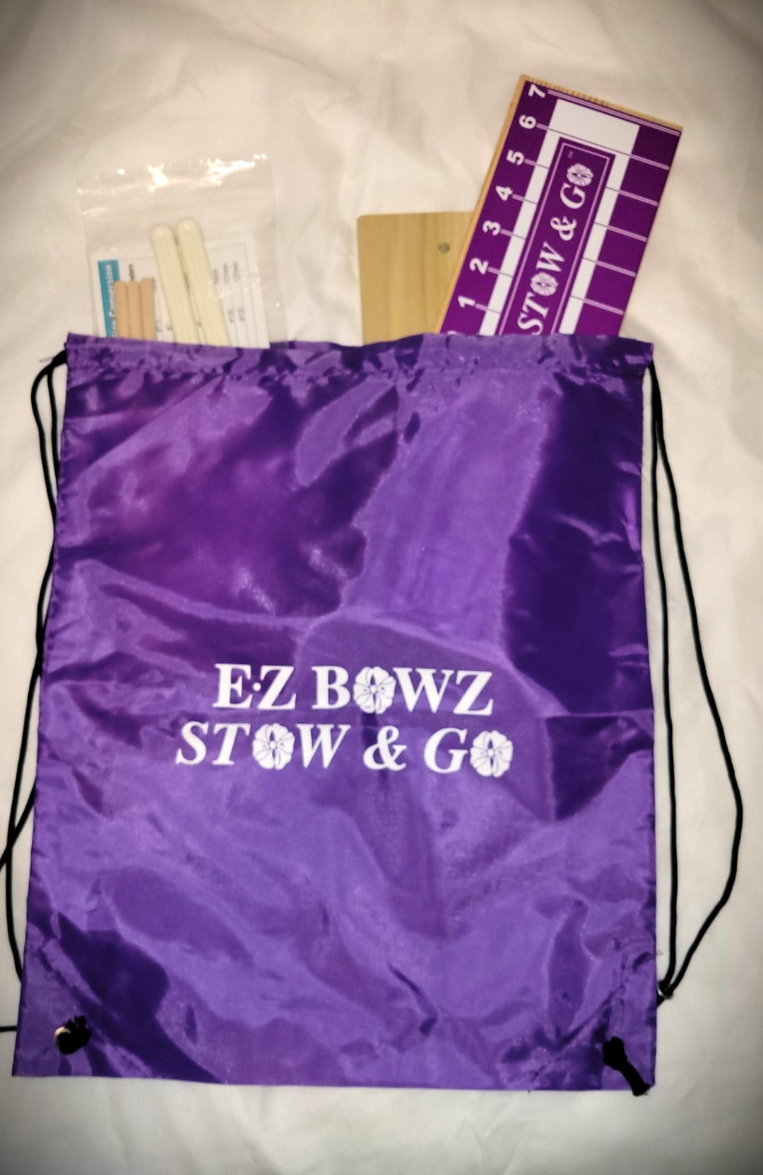 EZ Bowz Stow & Go Bow Maker with Detachable Spool Holder and Tote - Easy Bow Making Tool - Bowmaker for Crafts, Wreath Making, Tree Top Bows, Hair